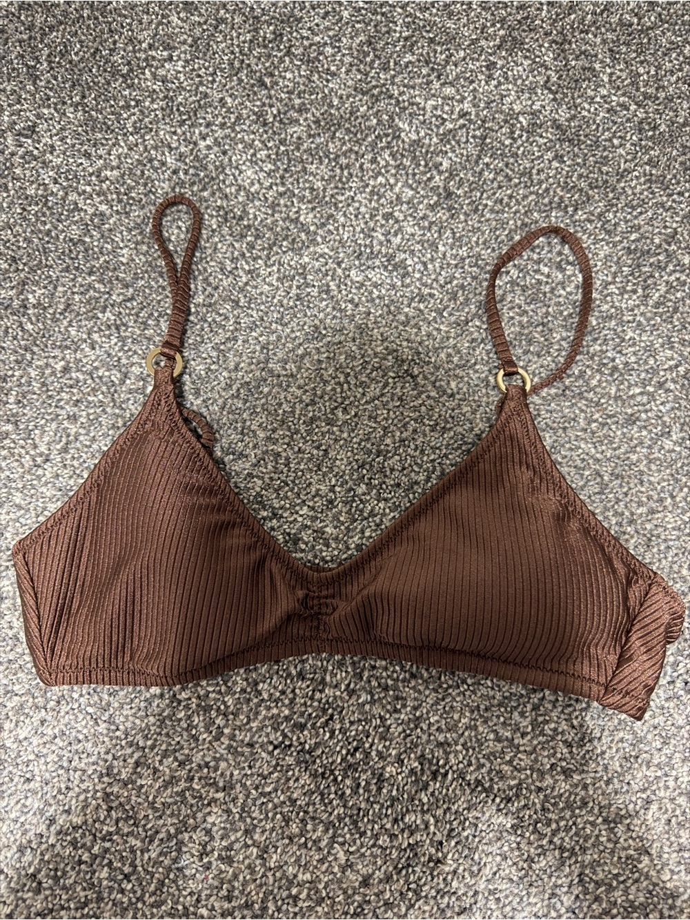 aerie Chocolate Brown Ribbed Bikini Top
